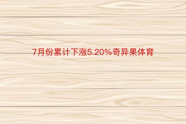 7月份累计下涨5.20%奇异果体育